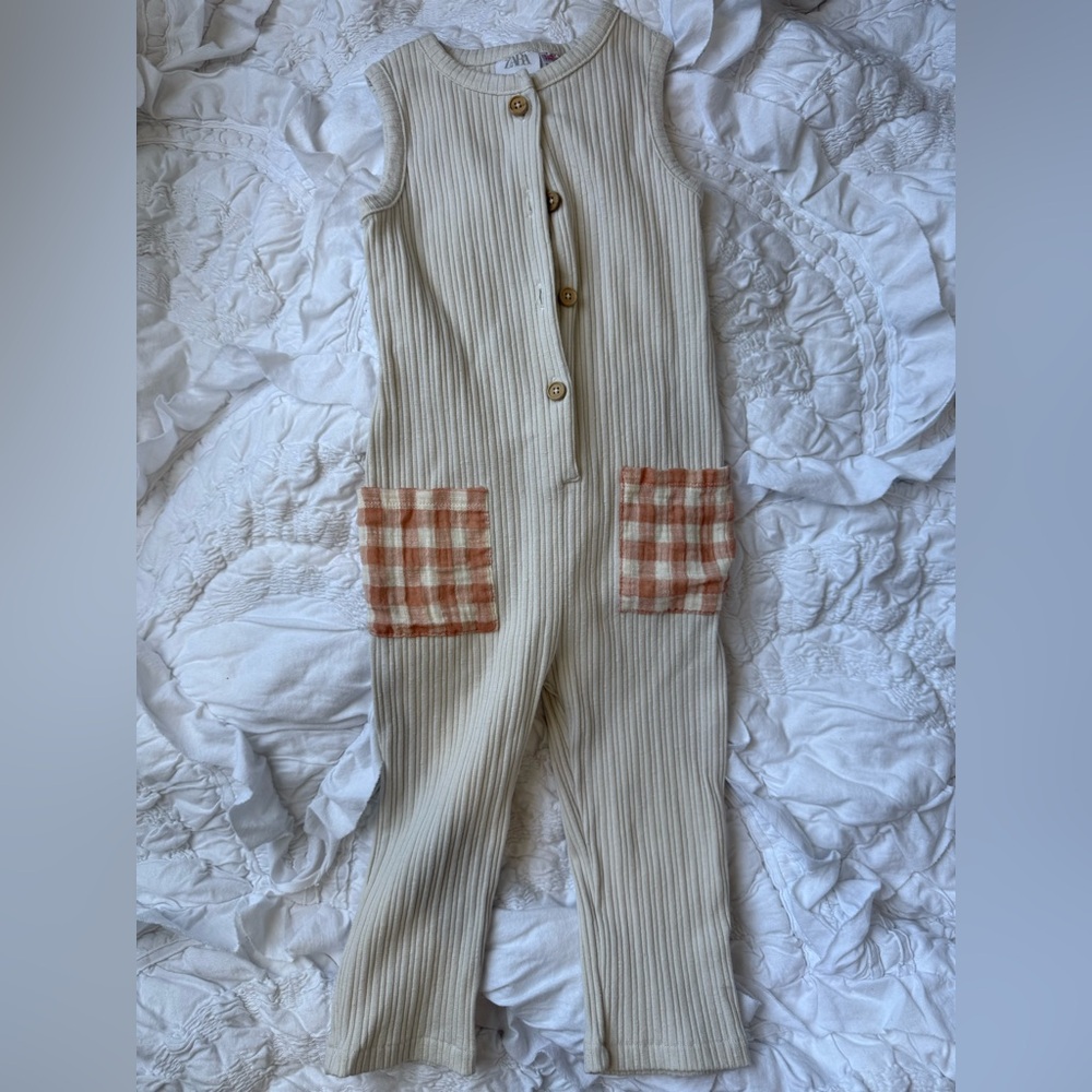 Zara gingham pocket jumpsuit